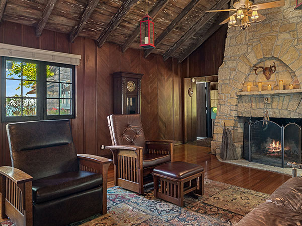 Cypress Log Cabin Living Room